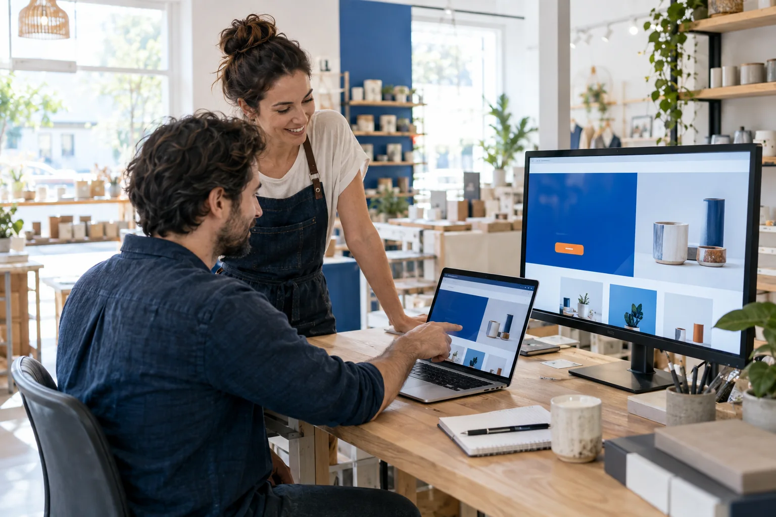 Laptop con una página de presentación