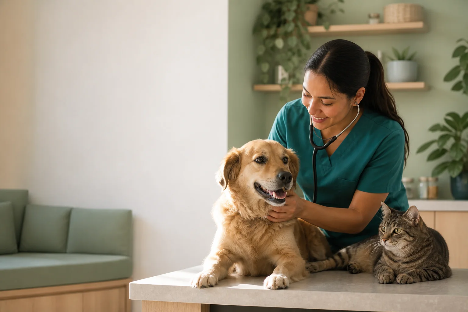 Veterinaria atendiendo a una mascota en Alma Animal